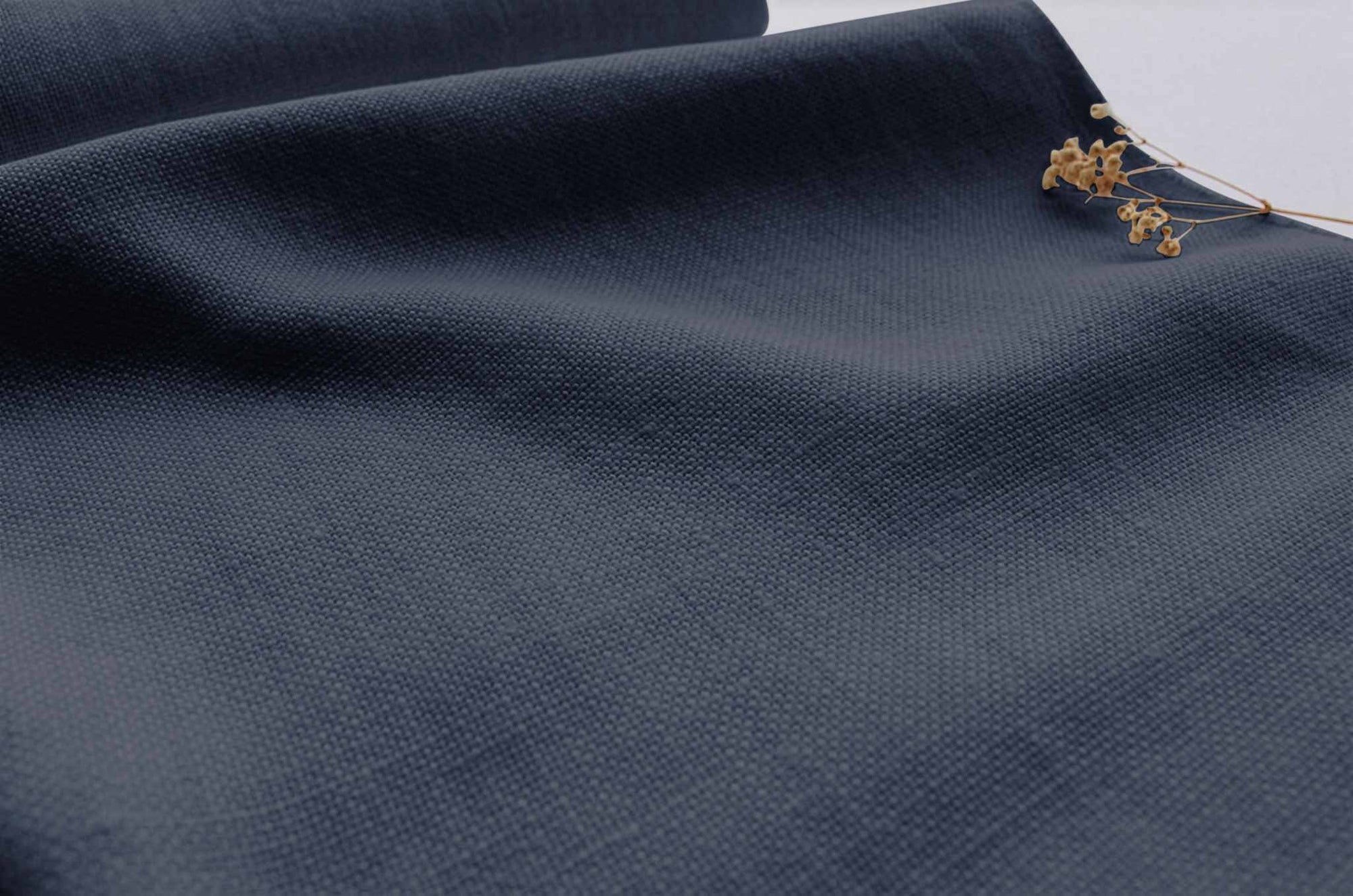 Dark Blue Heavy Linen for curtains and upholstery - 100% linen fabric. Greta Midnight.