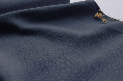 Dark Blue Heavy Linen for curtains and upholstery - 100% linen fabric. Greta Midnight.
