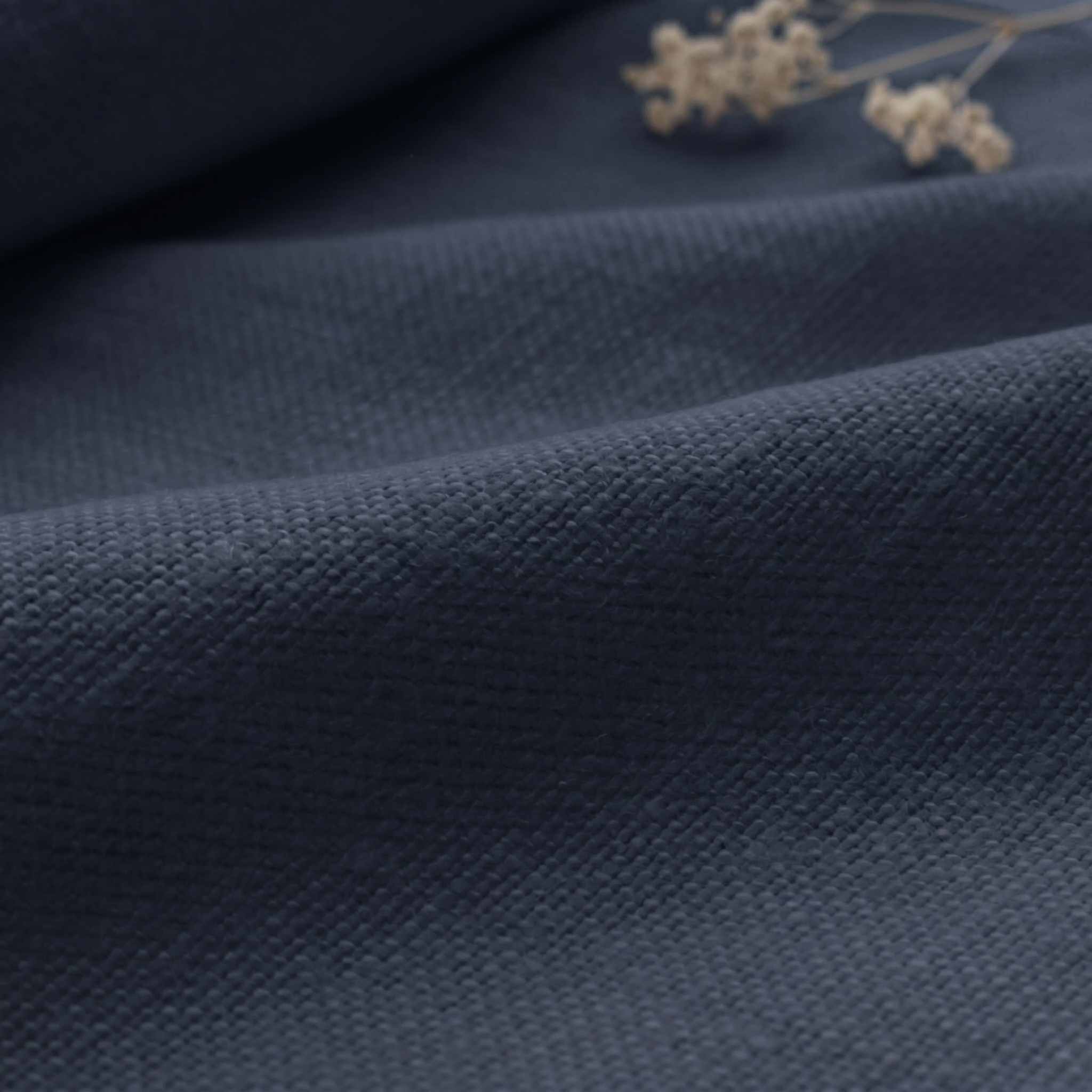 Dark Blue Heavy Linen - curtain fabric and upholstery fabric 100% linen. Greta Midnight.