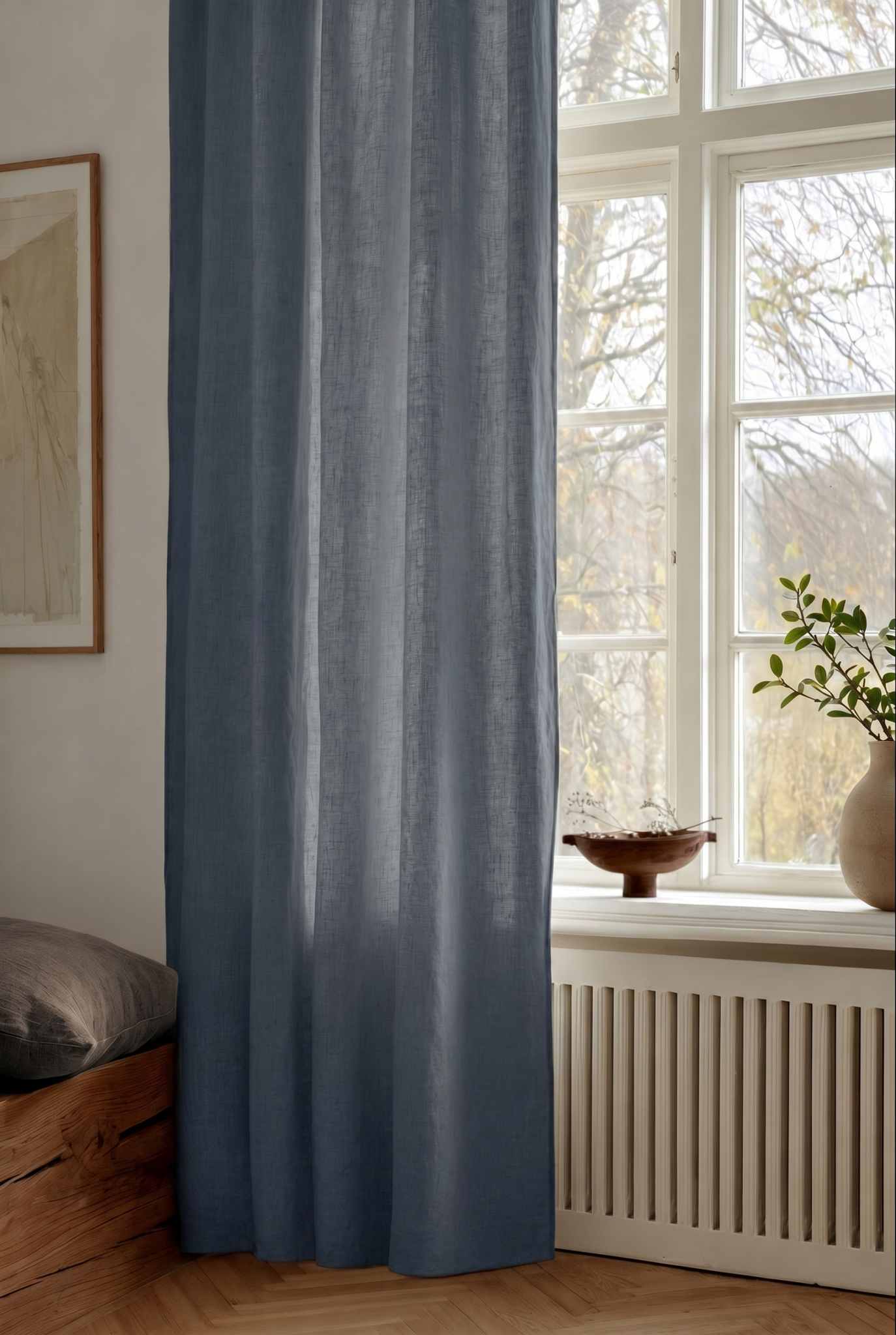Dark Blue Custom made Curtain. Linara Night Blue by Ada & Ina