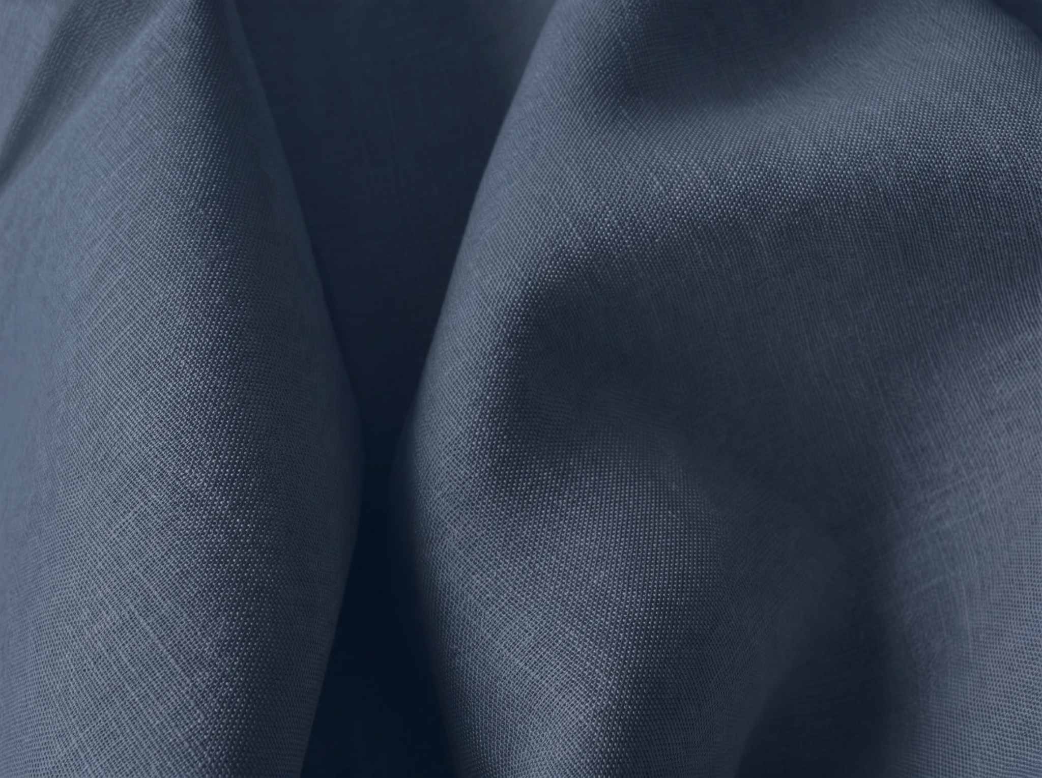 Dark Blue Pure linen fabric - close-up. Linara Night Blue by Ada & Ina