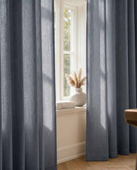 Dark Blue Lined Linen curtains. Linara Night Blue by Ada & Ina