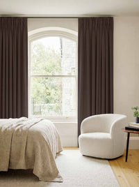 Bea Dark Chocolate - Triple Pleat Linen Curtains