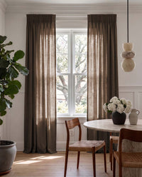 Bea Dark Chocolate - Linen Unlined Curtains 