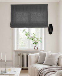 Dark Grey Linen Roman blind - Cotton lined. Made of pre-washed 100% linen Bianco Asphalt by Ada & Ina.