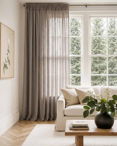 Dark Grey Pleated linen curtains