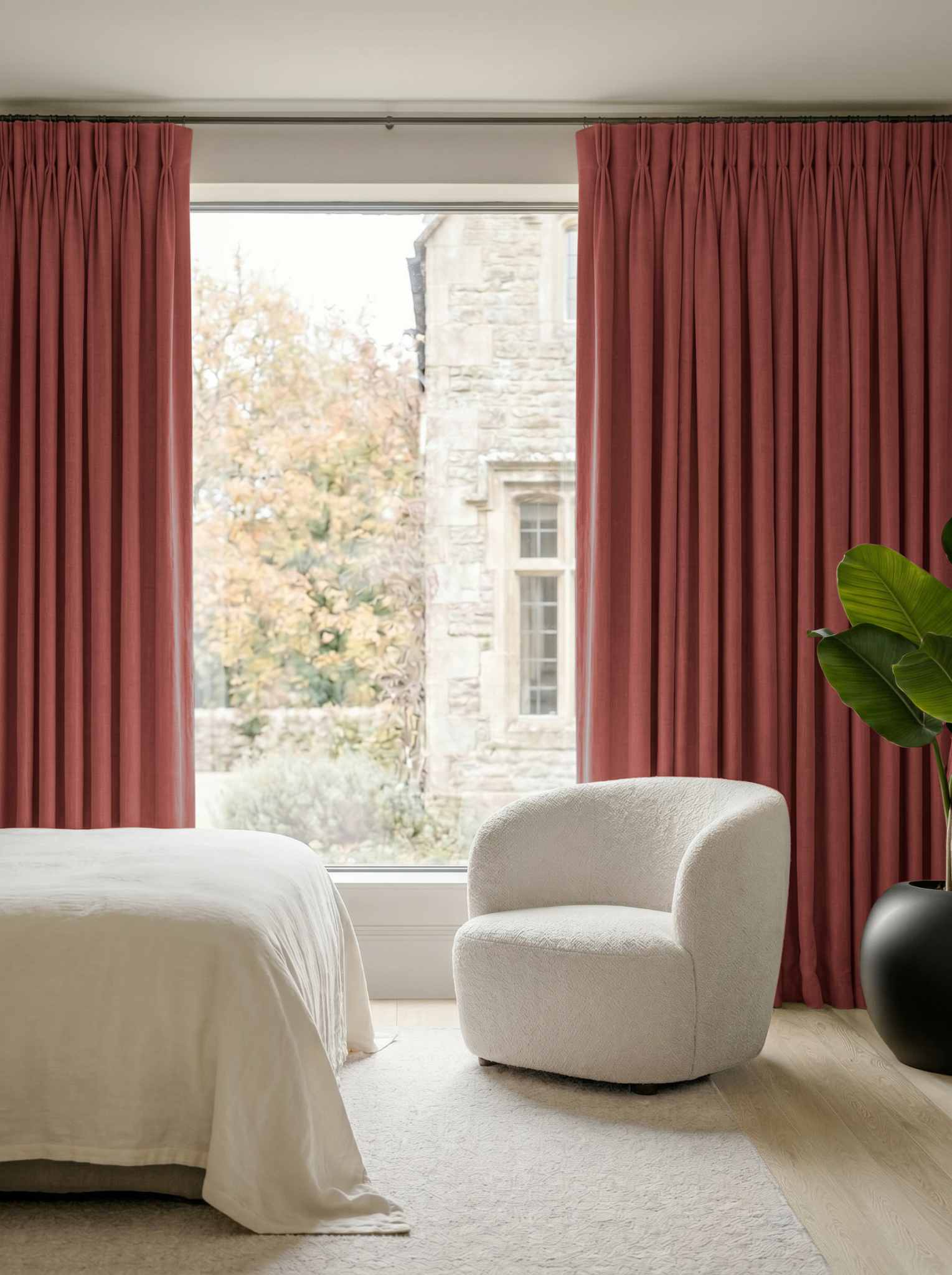 Dark Orange Bedroom Linen curtains Blackout lined - made of 100% pre-washed linen fabric Bianco Burnt Orange by Ada & Ina.