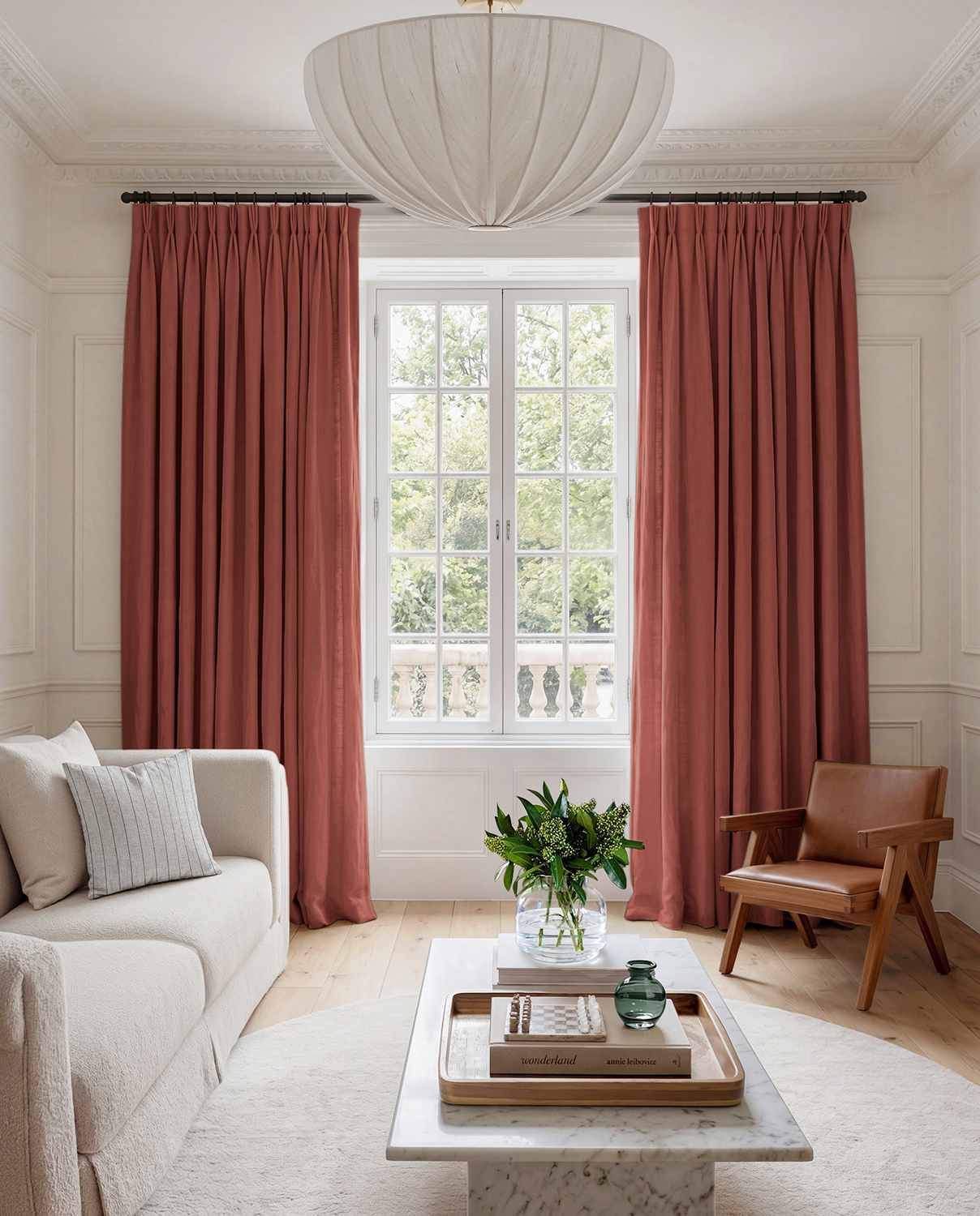 Dark Orange Linen Living room curtains - 100% pre-washed linen. Bianco Burnt Orange by Ada & Ina.