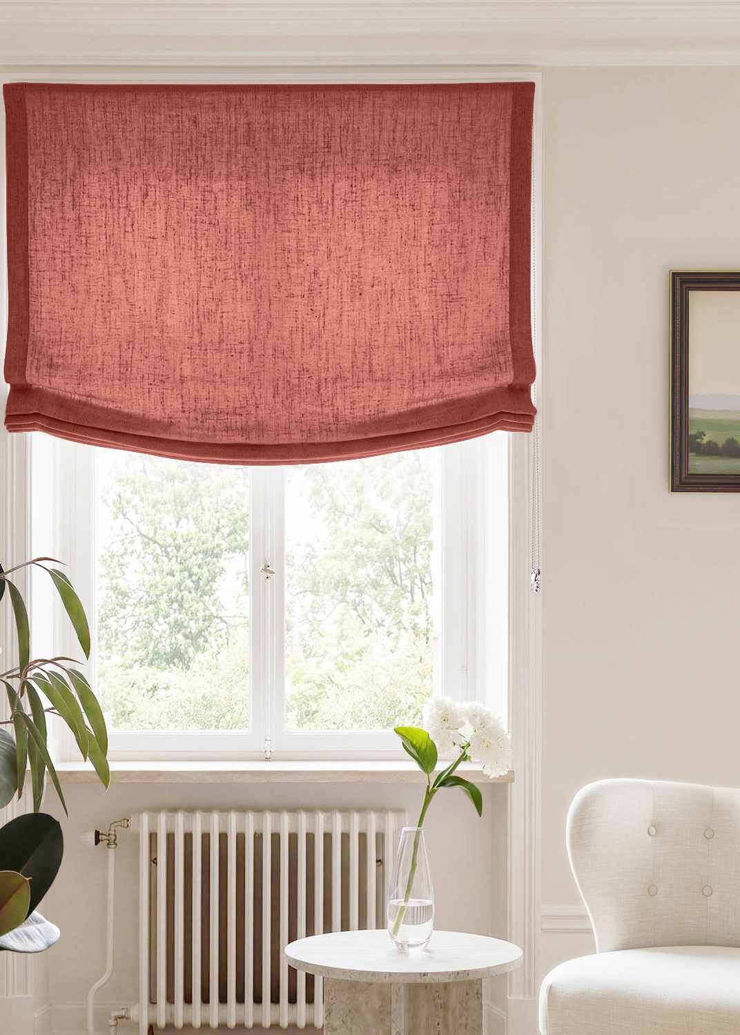 Dark Orange Relaxed linen blind - pre-washed. Bianco Burnt Orange by Ada & Ina.
