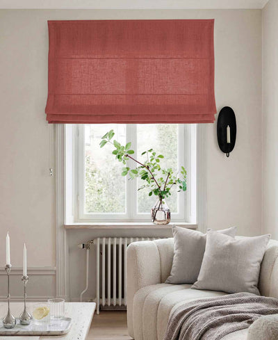 Dark Orange Linen Roman blind - Cotton lined. Made of pre-washed 100% linen Bianco Burnt Orange by Ada & Ina.