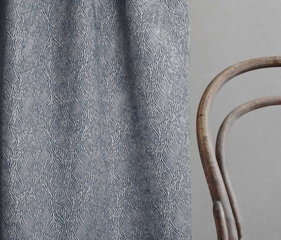 Erica Deep Blue - Curtain fabric with Dark Blue abstract print