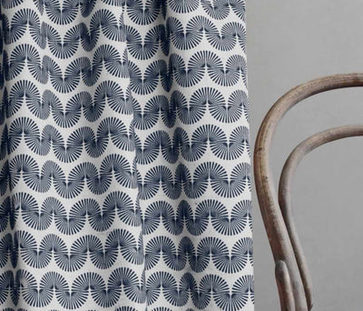 Ofira Deep Blue - Curtain fabric with Dark Blue abstract print