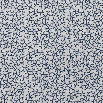 Phila Deep Blue  - Curtain fabric with Dark Blue botanical print
