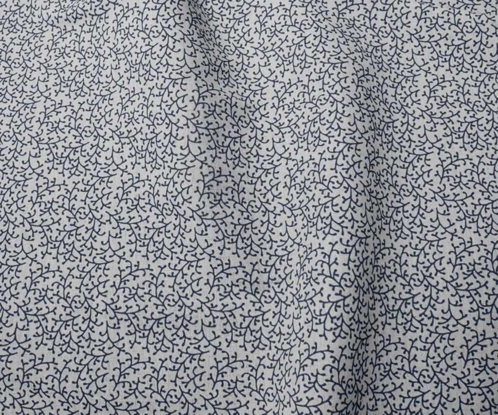 Phila Deep Blue  - Curtain fabric with Dark Blue botanical print
