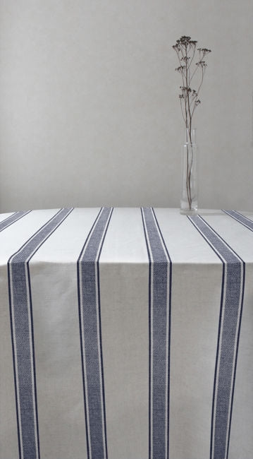 Bella Deep Blue - Curtain fabric with Dark Blue stripes