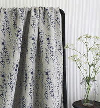 Breeze Deep Blue - Curtain fabric with Dark Blue botanical pattern