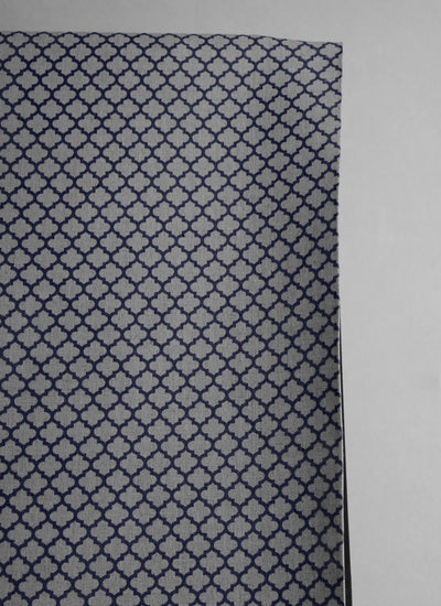 Jonna Deep Blue - Curtain fabric, dark blue moroccan clover pattern