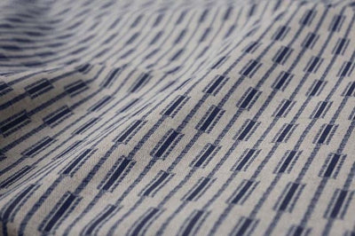 Millie Deep Blue - Curtain fabric, abstract Blue geometric pattern