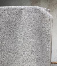 Pia Deep Blue - Curtain fabric, abstract Dark Blue leaf pattern