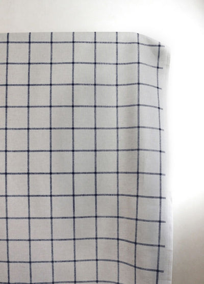 Tove Deep Blue - Checked fabric with Blue checks for curtains, roman blinds