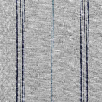 Elise Deep Blue- Linen Cotton mix curtain fabric, True Blue & Deep Blue stripes