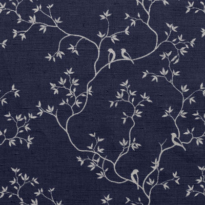 Goldfinch INV-Deep Blue - Curtain fabric with botanical print