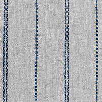 Inga-NAT Deep Blue - Natural fabric with Dark Blue decorative stripes, Linen Cotton mix