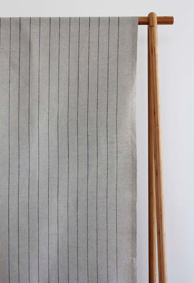 Solveig Night Blue - Curtain fabric with blue stripes