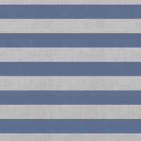 Della Denim - Natural linen mix curtain fabric, Blue horizontal  stripes