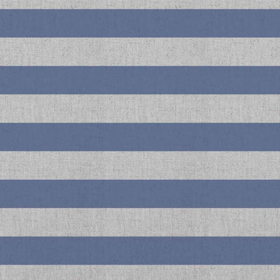 Della Denim - Natural linen mix curtain fabric, Blue horizontal  stripes