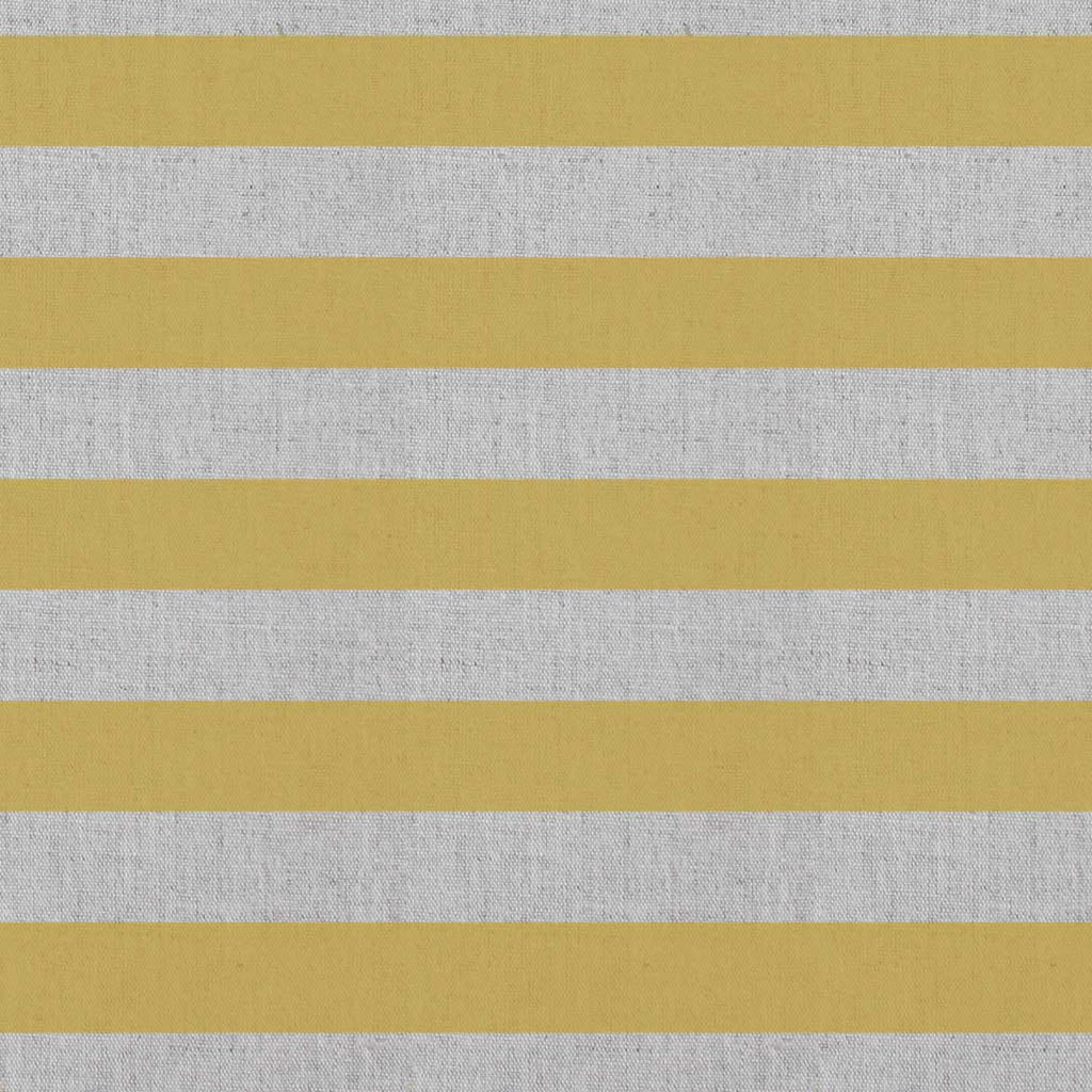 Della Honey - Natural linen mix curtain fabric, Yellow horizontal  stripes