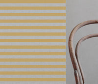 Della Honey - Natural linen mix curtain fabric, Yellow horizontal  stripes