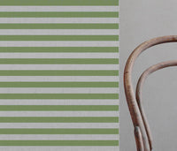 Della Khaki - Natural linen mix curtain fabric, Green horizontal  stripes