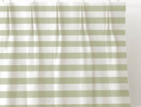 Della Moss-WHT - Linen curtain fabric, Green horizontal  stripes