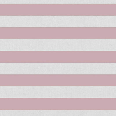 Della Peony-WHT - Linen curtain fabric, Pink horizontal  stripes