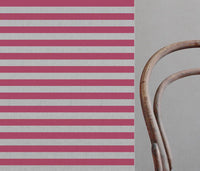 Della Wine - Natural linen mix curtain fabric, Red horizontal  stripes