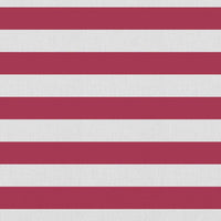 Della Wine-WHT - Linen curtain fabric, Red horizontal  stripes