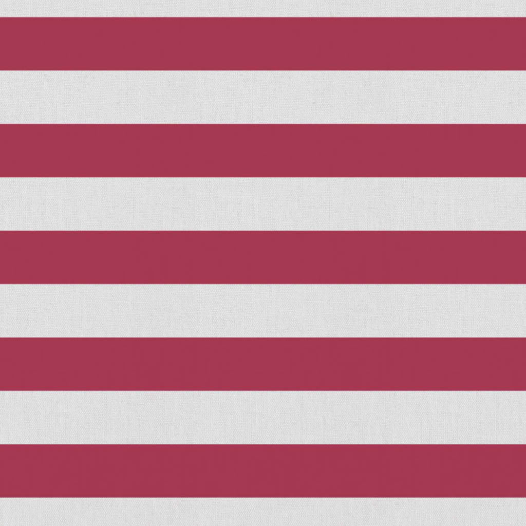 Della Wine-WHT - Linen curtain fabric, Red horizontal  stripes