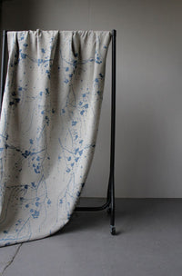 Berry Denim - Botanical Blue print on Linen Cotton fabric