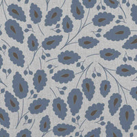 Goldie Denim - Natural curtain fabric with Blue botanical print