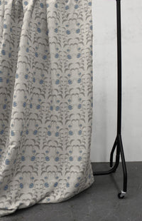 Dana Denim - Floral Blue and Grey print on Linen Cotton fabric