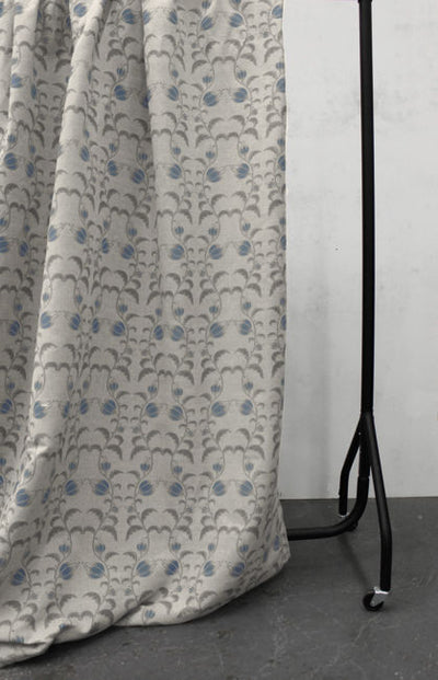 Dana Denim - Floral Blue and Grey print on Linen Cotton fabric