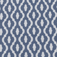 Oona Denim - White linen fabric, Blue abstract print