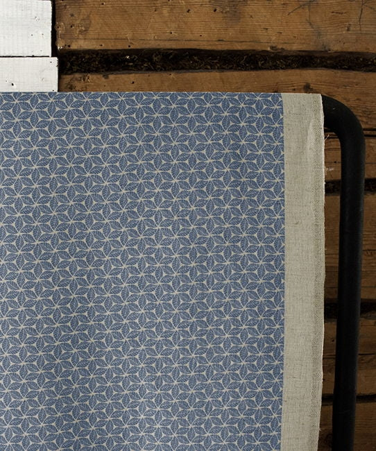 Saana Denim - Curtain fabric, abstract Blue geometric pattern