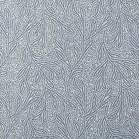 Alma Denim Linen Fabric - Linen Curtain fabric with Blue botanical print - detail
