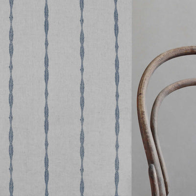 Irina Denim - Curtain fabric with Blue abstract print