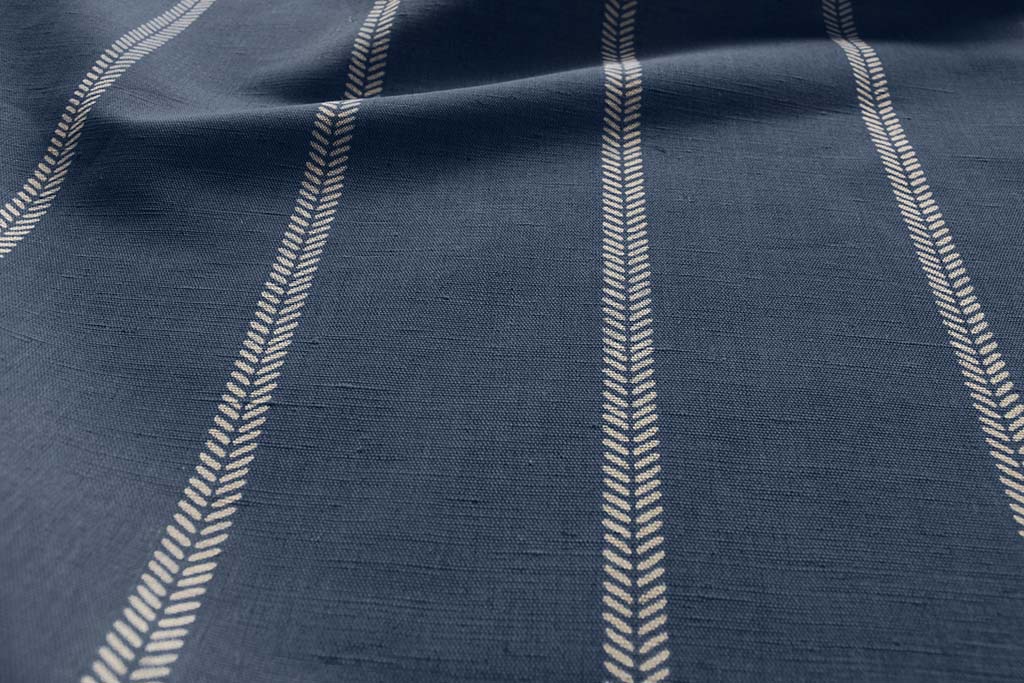 Rana Denim- Blue curtain fabric with hand drawn stripes