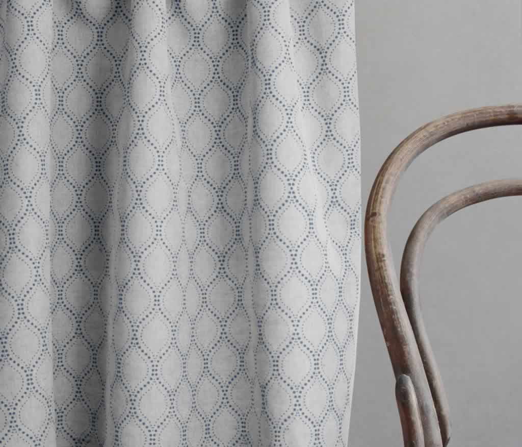 Sara-NAT Denim - Curtain fabric with Blue abstract print