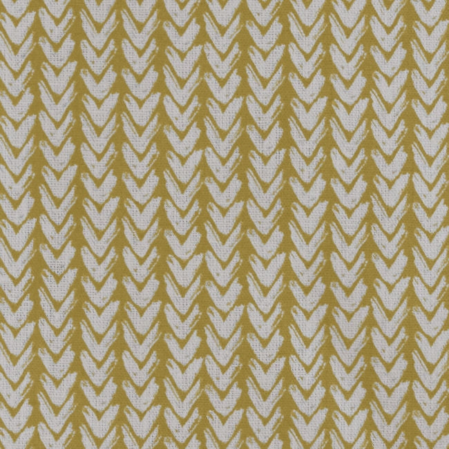 Fia Dijon - Linen curtain fabric, abstract Yellow pattern