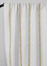 Helena Dijon - curtain fabric with Yellow striped print